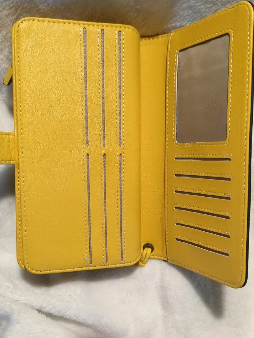 Yellow Wristlet Wallet with Floral Button Accent